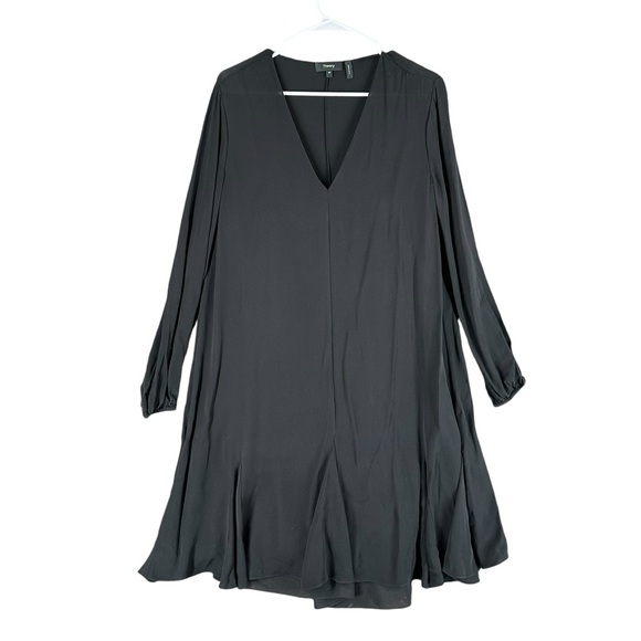 Theory Wen’s M Medium Black Flowy Dress Long Sleeve Office Minimalist‎ Capsule - Picture 1 of 16